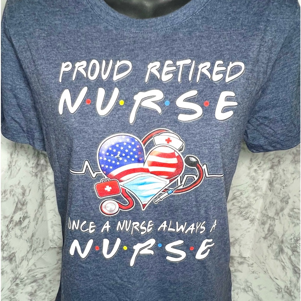 Nursing Retiree Scoop Neck Short Sleeve Cotton Stretch Tshirt RN LPN Friends NWT - Picture 1 of 11